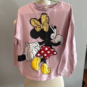 Zara Girls Flip Sequin Minnie Mouse Long Sleeve Tee